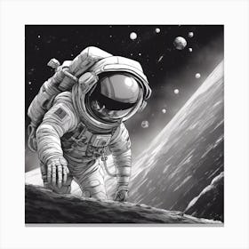 A Sunsglasses In Cosmonaut Suit Wandering In Space Canvas Print