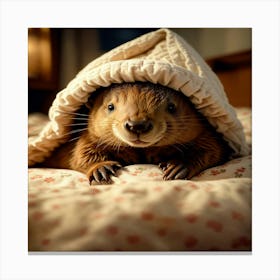 Beaver Under Blanket Canvas Print