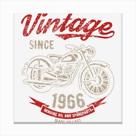 Vintage Since 1966 Birthday Gift Motorcycle Bike Canvas Print