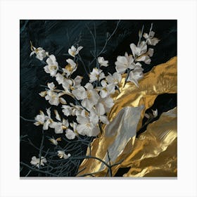 Gold And White Orchids Canvas Print