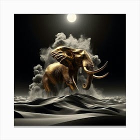 Golden Elephant In The Desert Canvas Print