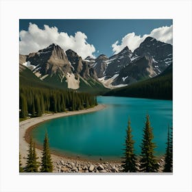 Mountain Lake In Banff National Park Canvas Print