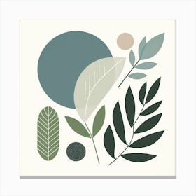 Scandinavian style, Green leaves 2 Canvas Print