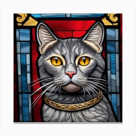 Cat, Pop Art 3D stained glass cat superhero limited edition 15/60 Canvas Print