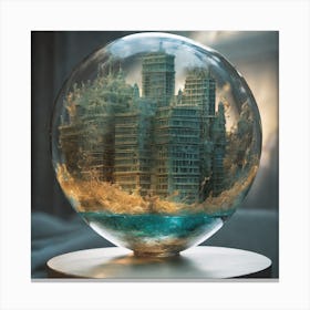 Cityscape In A Glass Ball Canvas Print