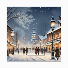 Christmas Street Scene Canvas Print