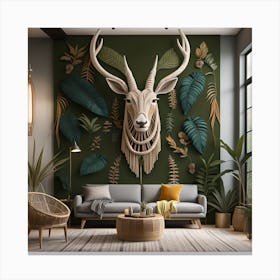 Deer Head Bohemian Wall Art 1 Canvas Print