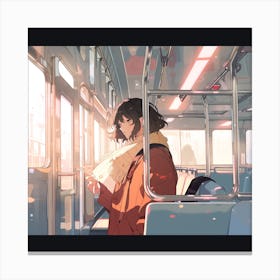 Anime Girl On A Train Canvas Print