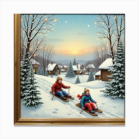 Children On Skis Lienzo