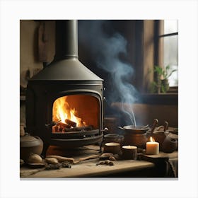 Wood Burning Stove Canvas Print