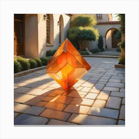 Orange Crystal Standing In Courtyard, Fantasy Concept Canvas Print