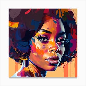Afro Motown Beauty Fine Art Style Portrait, Disco 70's 4 Canvas Print