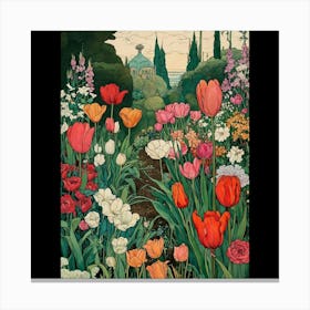 Tulips In The Garden 3 Canvas Print