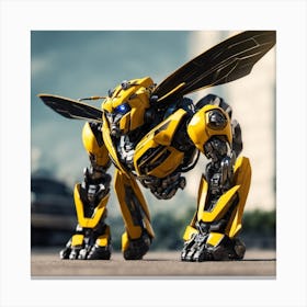 Guardian in Yellow: Bumblebee's Vigil Canvas Print