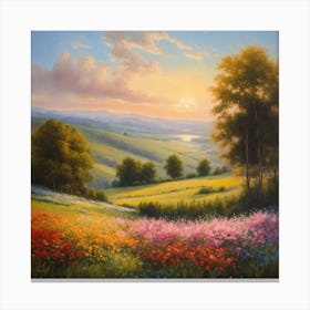 Sunset In The Meadow 1 Canvas Print