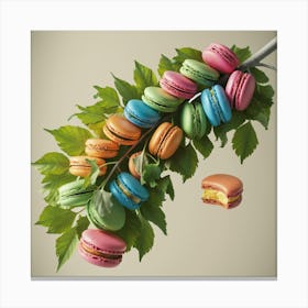 Macaron Plant Cream & Green (2) Canvas Print