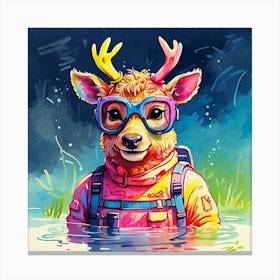 Deer In The Water 23 Canvas Print