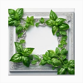 Frame With Green Leaves 3 Canvas Print