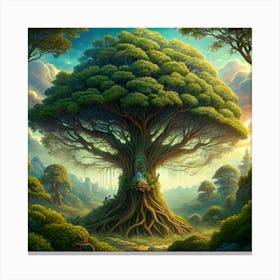 Giant Tree In A Fantasy Forest Canvas Print