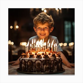 Birthday Boy With Candles Canvas Print