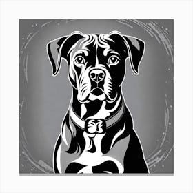 Boxer Dog, Black and white illustration, Dog drawing, Dog art, Animal illustration, Pet portrait, Realistic dog art Canvas Print
