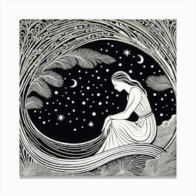 A Linocut inspired woman art, 132 Canvas Print