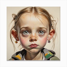 'Little Girl With Freckles First Day In School' Canvas Print