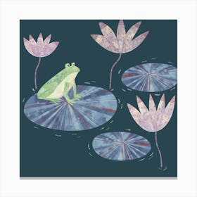Frog On Lily Pads Canvas Print