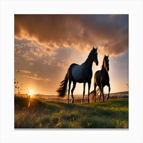 Sunset Horses Canvas Print
