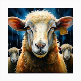 Watercolor Killer Sheep On Farm Studio Photography Complex Details High Detail Canvas Print