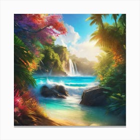 Waterfall In The Jungle 25 Canvas Print
