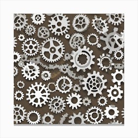 Gears On A Brown Background Canvas Print
