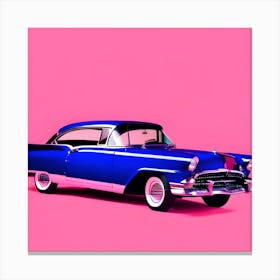 Classic Car On A Pink Background Canvas Print