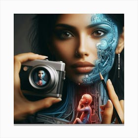 Portrait Of A Woman With A Camera Canvas Print