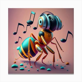 Ant With Music Notes Canvas Print
