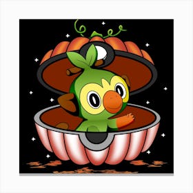 Grookey In Pumpkin Ball - Pokemon Halloween Canvas Print