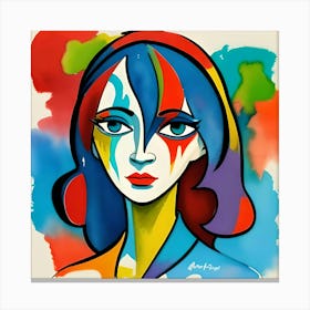 Girl With Colorful Face Canvas Print
