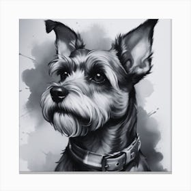 Schnauzer Black and White Canvas Print