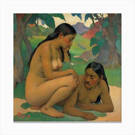 Whispered Words 1892 Paul Gauguin Art Print 3 Canvas Print