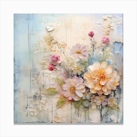 Vintage Pastel Flowers 3 Canvas Print