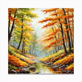 Forest In Autumn In Minimalist Style Square Composition 26 Canvas Print