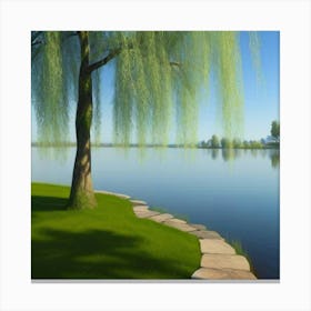 Willow Tree By The Lake Canvas Print