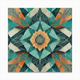 Firefly Beautiful Modern Detailed Floral Indian Mosaic Mandala Pattern In Neutral Gray, Teal, Charco (3) Canvas Print