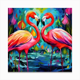 Flamingos In Love 3 Canvas Print