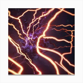 Lightning Bolts orange with purple centre Canvas Print