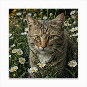 William Morris Peeakaboo Cat Michaelmas Daisy John Hen Canvas Print