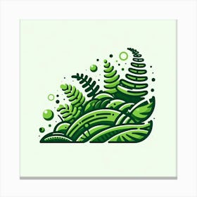 Abstraction with Green fern, Vector art 5 Canvas Print