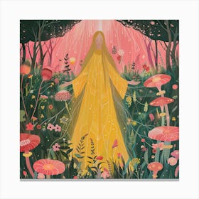 Yellow Woman In A Forest Canvas Print