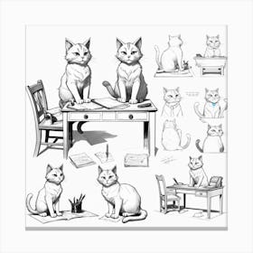 Cat Sitting At A Desk Canvas Print