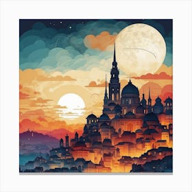 Cityscape At Sunset Canvas Print